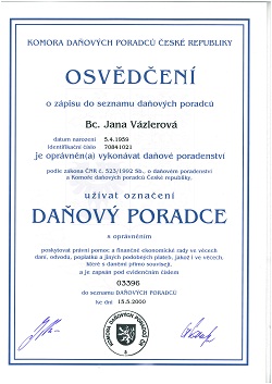 osvědčení daňového poradce